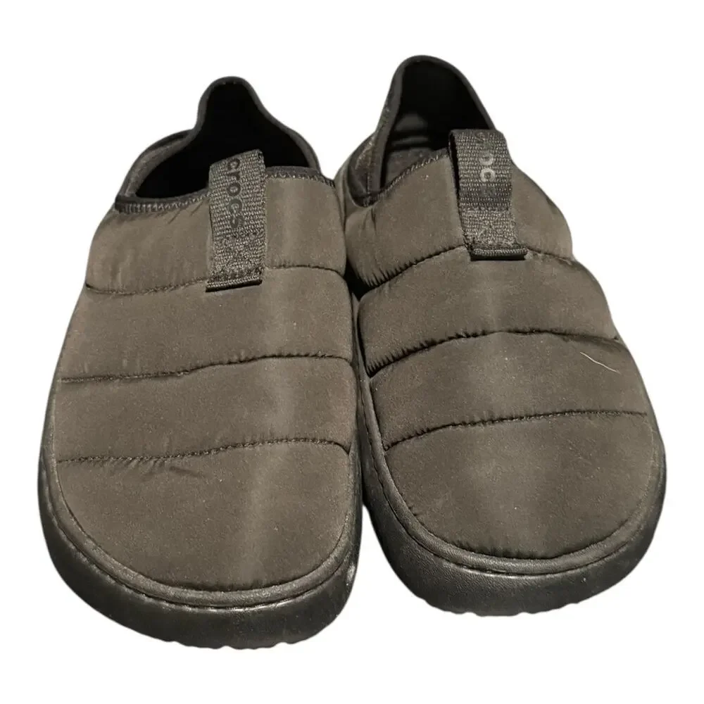 Crocs Classic Puff Mocs M 10 / W 12 Black Quilted Slip On Casual Comfort Shoes